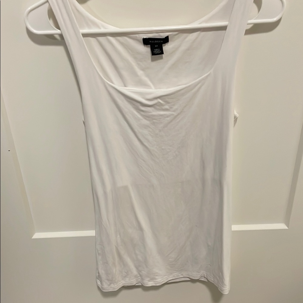 Halogen White Scoop Neck Tank Top